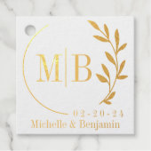 リーフモダンモノグラム箔メッセージカード フェイバータグ (正面)