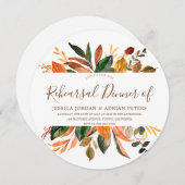 リーフモダンリース素朴秋リハーサルディナー 招待状 (正面/裏面)