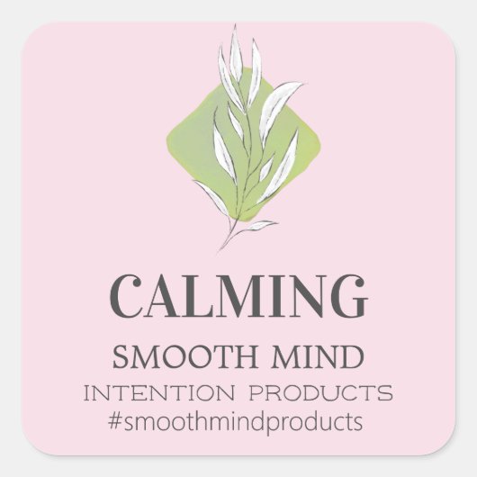 リーフモダンロゴPink Green Candle製品ラベル スクエアシール (正面)