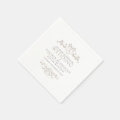 リーフラインアートハートモノグラム結婚タンのナプキン スタンダードカクテルナプキン (角)