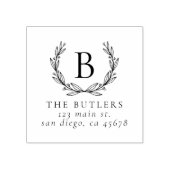 リーフリースイニシャル差出人住所スタンプ ラバースタンプ (インプリント)