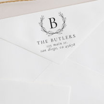 リーフリースイニシャル差出人住所スタンプ