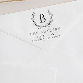 リーフリースイニシャル差出人住所スタンプ ラバースタンプ