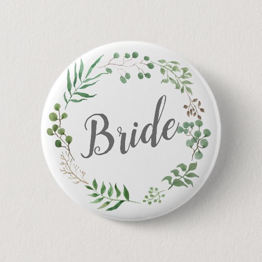 リーフリース植物緑 |花嫁 缶バッジ (正面)
