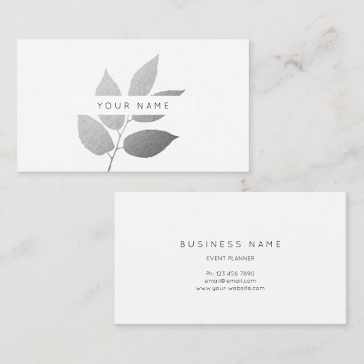 リーフローレルエコボタニックシルバーグレーホワイト 名刺 (正面/裏面)