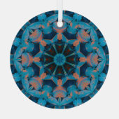 リーフ万華鏡のように千変万化するパターン星(青とオレンジ) ガラスオーナメント (裏面)