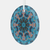 リーフ万華鏡のように千変万化するパターン星(青とオレンジ) ガラスオーナメント (正面左)