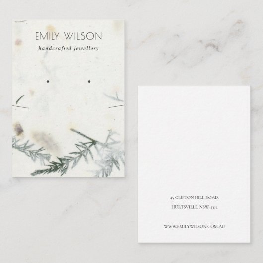 リーフ手作り紙テクスチャイヤリングネックレス 名刺 (正面/裏面)