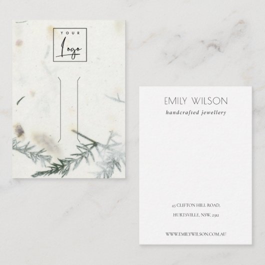 リーフ手作り紙テクスチャヘアクリップ表示 名刺 (正面/裏面)