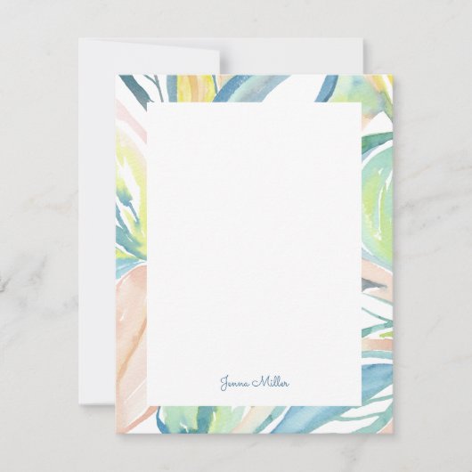 リーフ抽象芸術パーソナライズされたアートフラットノートカード 招待状 (正面)