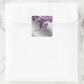 リーフ日救付結婚式用シールパープルスパークル2 スクエアシール (バッグ)