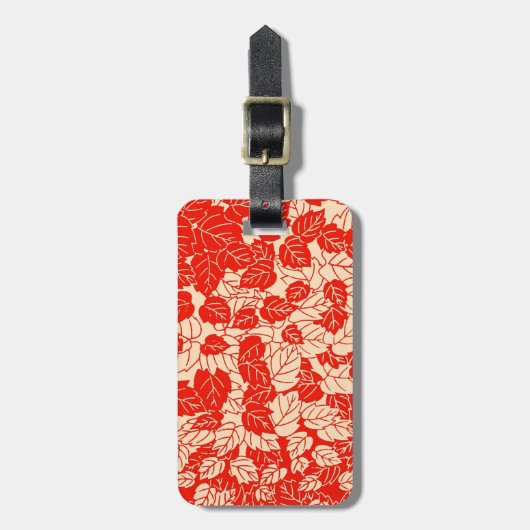 リーフ日本のプリント、マンダリンオレンジのラゲッジタグ ラゲッジタグ (正面縦)