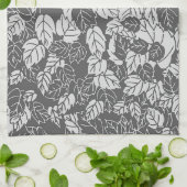 リーフ日本のプリント、ライトグレー/グレー キッチンタオル (折り畳み)