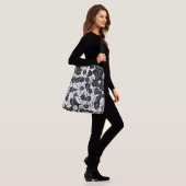 リーフ日本のプリント、白黒 クロスボディバッグ (モデル)