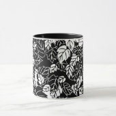 リーフ日本のプリント、白黒 マグカップ (中央)