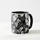 リーフ日本のプリント、白黒 マグカップ (正面右)