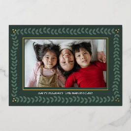 リーフ植物体のフレームの休日フォイルクリスマスカード 箔シーズンカード