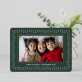 リーフ植物体のフレームの休日フォイルクリスマスカード 箔シーズンカード (立ち正面)