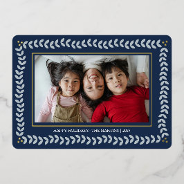 リーフ植物体のフレームの休日フォイルクリスマスカード 箔シーズンカード