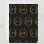 リーフ楕円の線結婚のアートの黒と白の金ゴールド 招待状 (裏面)