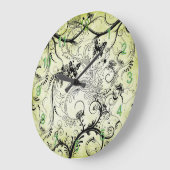 リーフ渦巻形のつる植物ラウンドウォールクロック ラージ壁時計 (傾斜)