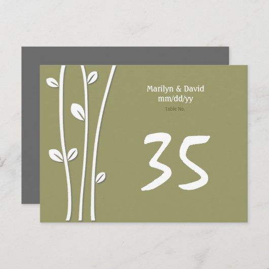 リーフ白い分岐テーブル番号 ポストカード (正面/裏面)