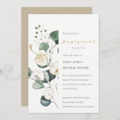 リーフ素朴グリーンユーカリ婚約招待状 サンキューカード (正面/裏面)