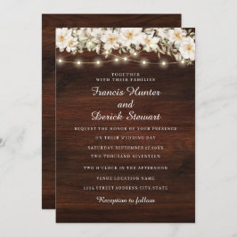 リーフ素朴ストリングライトウッド結婚式招待状 招待状