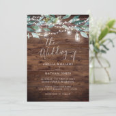リーフ素朴ストリングライト結婚式招待状 招待状 (スタンド正面)