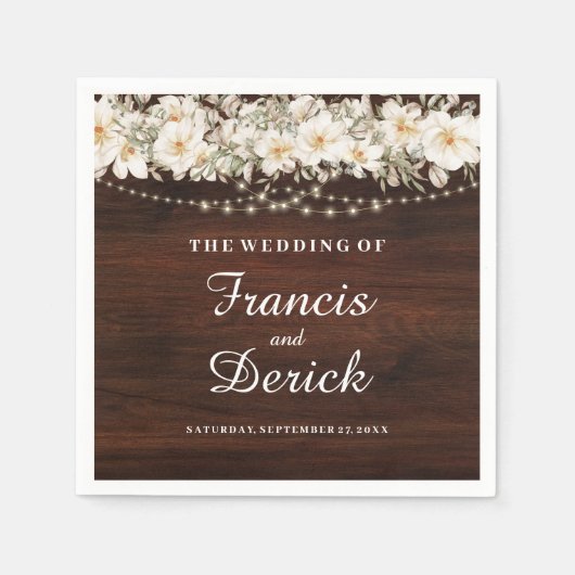 リーフ素朴ストリングラ結婚イト スタンダードカクテルナプキン (正面)