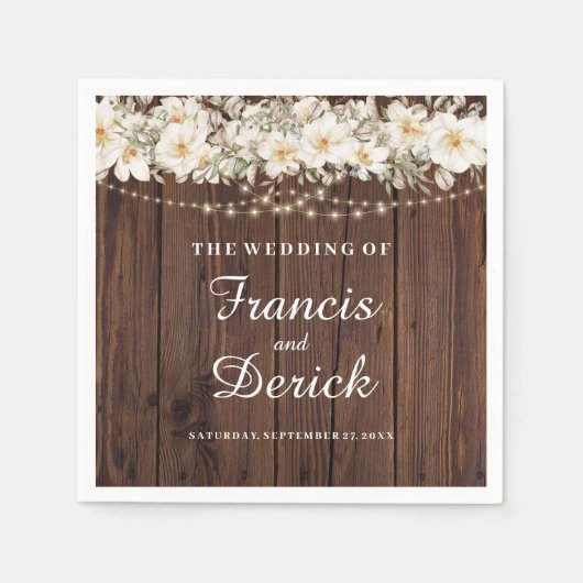 リーフ素朴ストリングラ結婚イト スタンダードカクテルナプキン (正面)