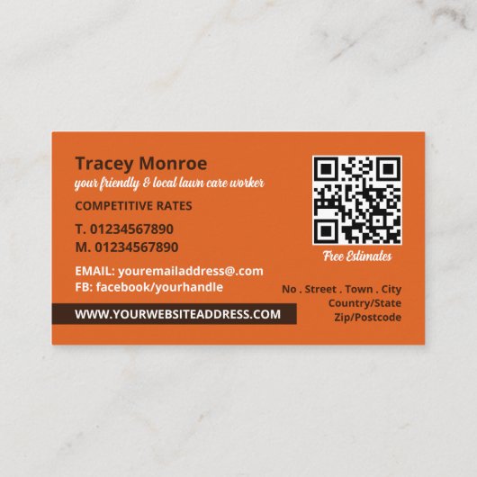 リーフ素朴デザイン、芝生サー気にビス 名刺 (裏面)