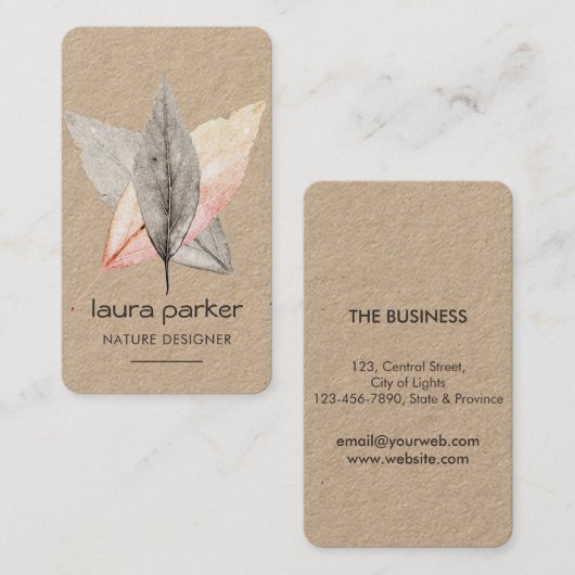 リーフ素朴ドライ自然ヨガ瞑想マッサージ 名刺 (正面/裏面)