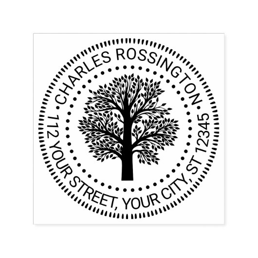 リーフ素朴ファミリーツリーランド名差出人住所 セルフインキングスタンプ (デザイン)