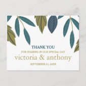 リーフ素朴フローラ結婚の感謝 ポストカード (正面)