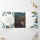 リーフ素朴フローラ結婚ズスイート 三つ折り招待状 (内部)