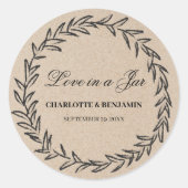 リーフ素朴リースメイスンジャー結婚式の引き出物ラベル ラウンドシール (正面)