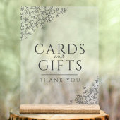 リーフ結婚アートのダークグレーの白いカードと贈り物 アクリルサイン