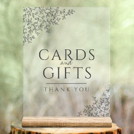 リーフ結婚アートのダークグレーの白いカードと贈り物 アクリルサイン