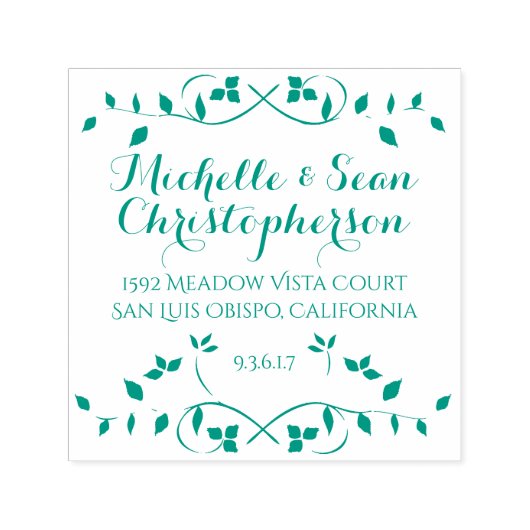 リーフ縁ど自己インキング差出人住所スタンプ セルフインキングスタンプ (デザイン)