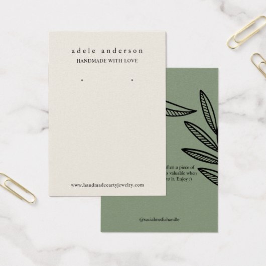 リーフ自然ジュエリーイヤリング表示カード (オフィス)