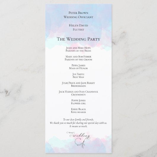 リーフ華美ブラックスクリプトパステル水の色結婚の数 プログラム (裏面)