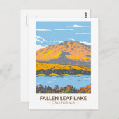 リーフ落ちたレイクカリフォルニア州秋ヴィンテージ ポストカード (正面/裏面)