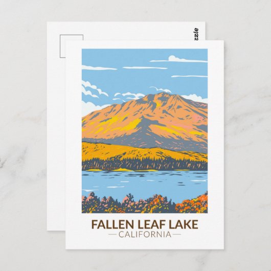 リーフ落ちたレイクカリフォルニア州秋ヴィンテージ ポストカード (正面/裏面)