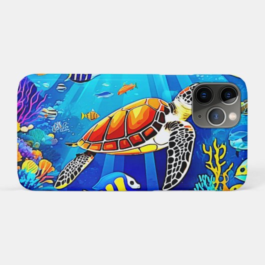 リーフ鮮やか：ウミガメの水中領域 Case-Mate iPhoneケース (裏面(横))