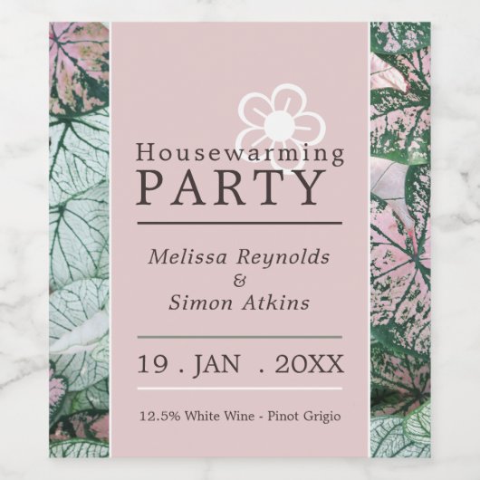 リーフ、エレガント引っ越し祝いパーティーパーティー ワインラベル (シングルラベル)