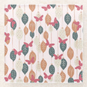 リーフ&バタフライインボホスタイルコースター ガラスコースター (正面)