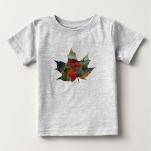 リーフ、秋のリーフアートボディスーツ ベビーTシャツ