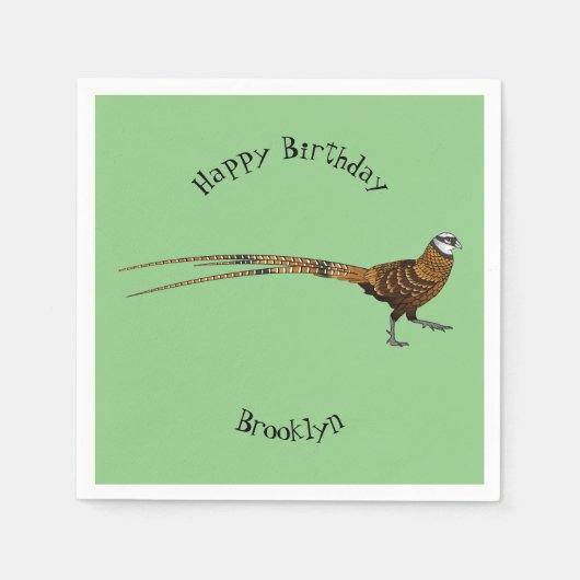 リーブスのキジ鳥の漫画イラストレーション スタンダードカクテルナプキン (正面)