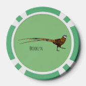 リーブスのキジ鳥の漫画イラストレーション ポーカーチップ (裏面)